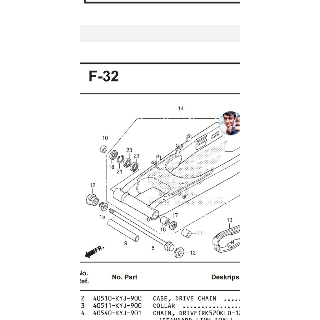 Neddle bearing arm cbr 250 r