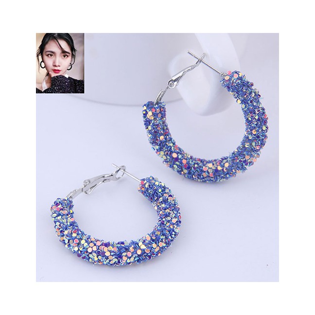 LRC Anting Tusuk Fashion Color Sequin Ear Studs A59891