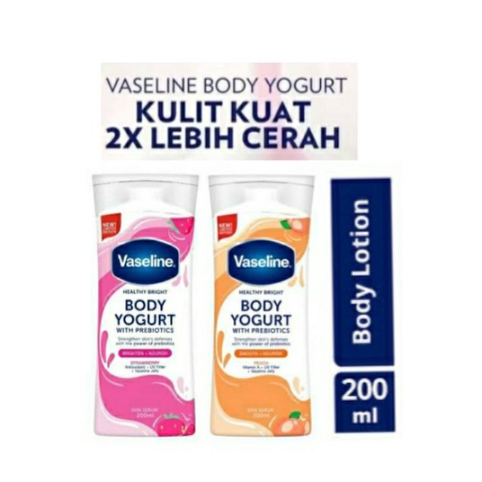 Vaseline healty bright  body yogurt 200ml varian strawberry ,peach [body lotion]