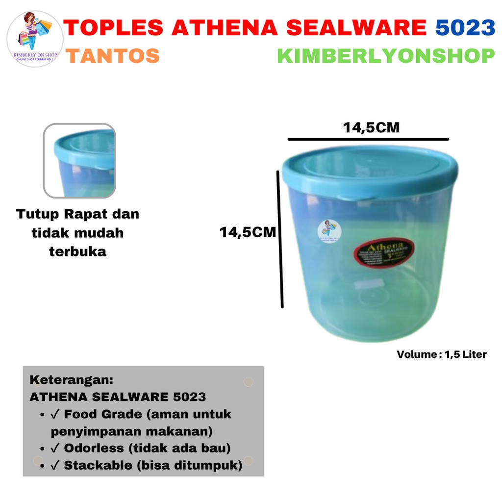 Kimberlyonshop Toples Plastik Athena Sealware 1,5 Liter 5023 Tantos