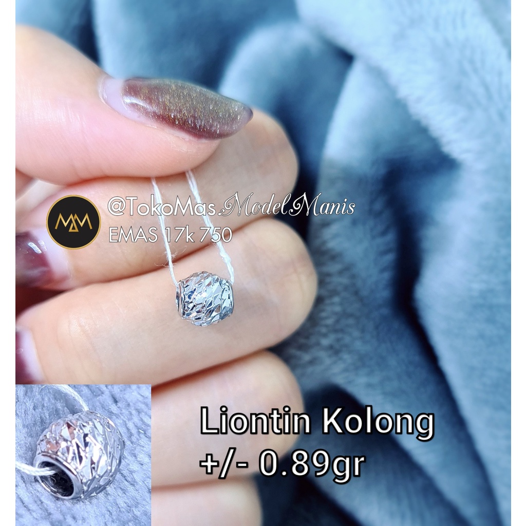 Liontin Kolong ring mini emas putih 750 kadar 17k