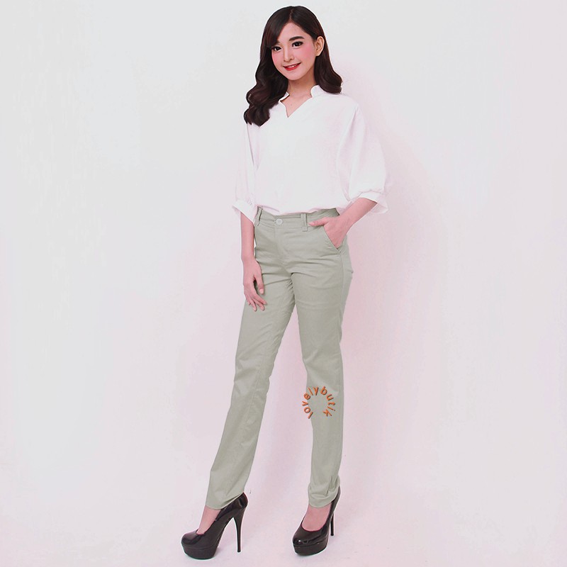 Lovely Office Celana  Chino Wanita/Celana Kerja Wanita - SILVER