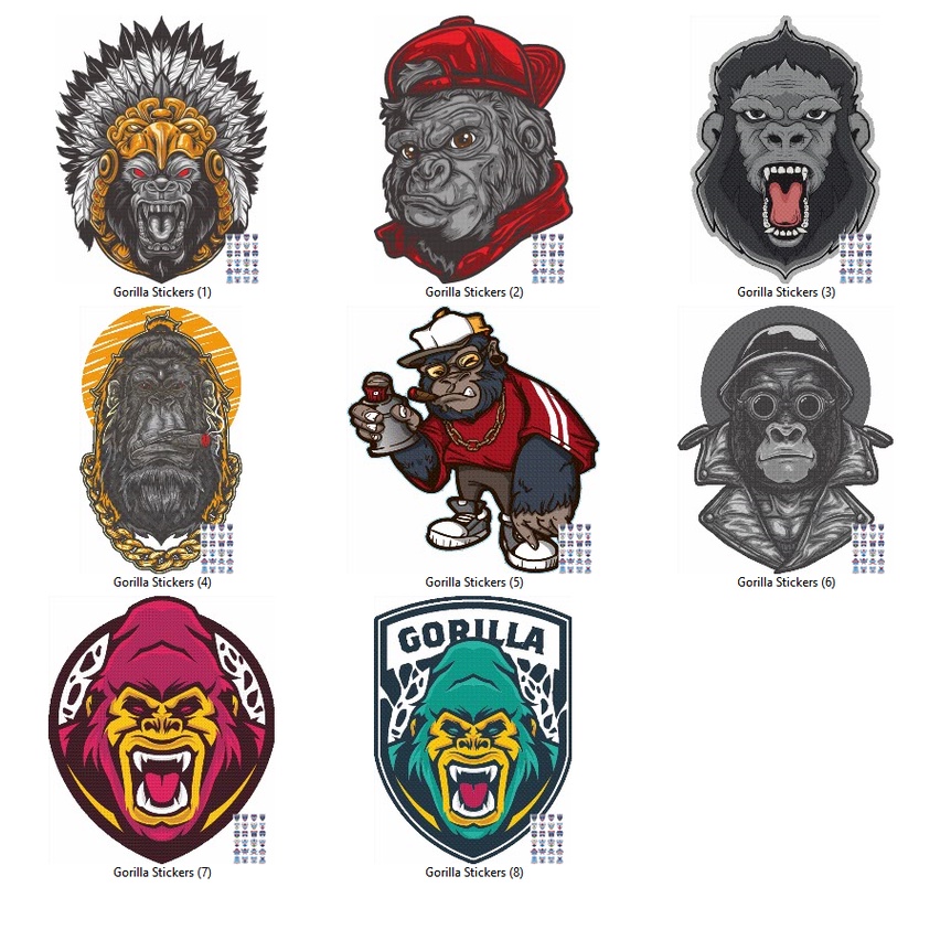 Gorilla Stickers Vector Art - Coreldraw