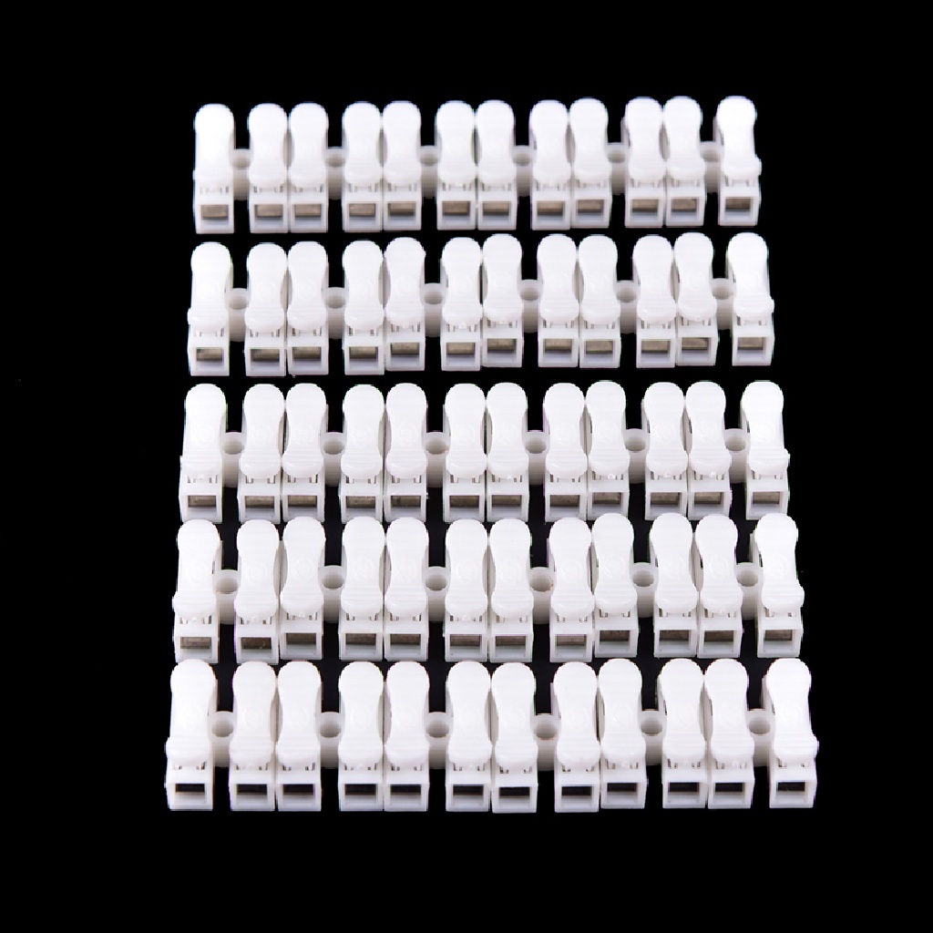 Gongjing1 30pcs Konektor Terminal Kabel 2 Pin Self Locking Warna Putih