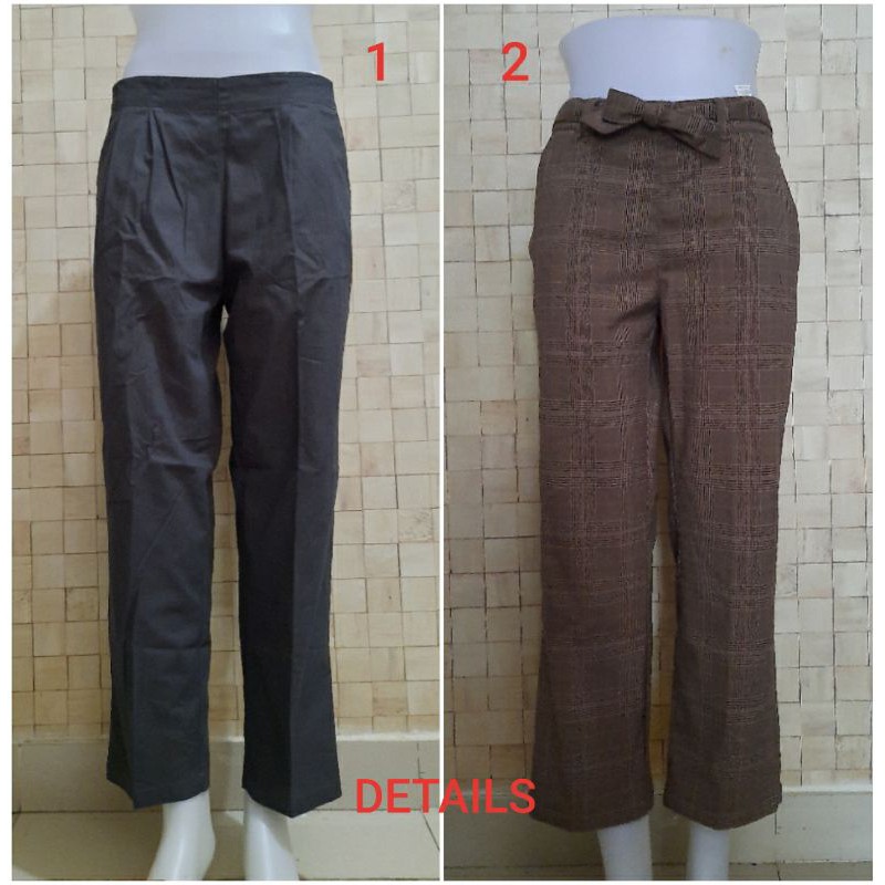Celana bahan details wanita Ori full tag