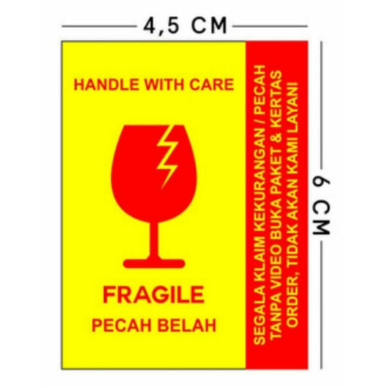 

STICKER FRAGILE uk.4,5 X 6 cm printing 2 warna