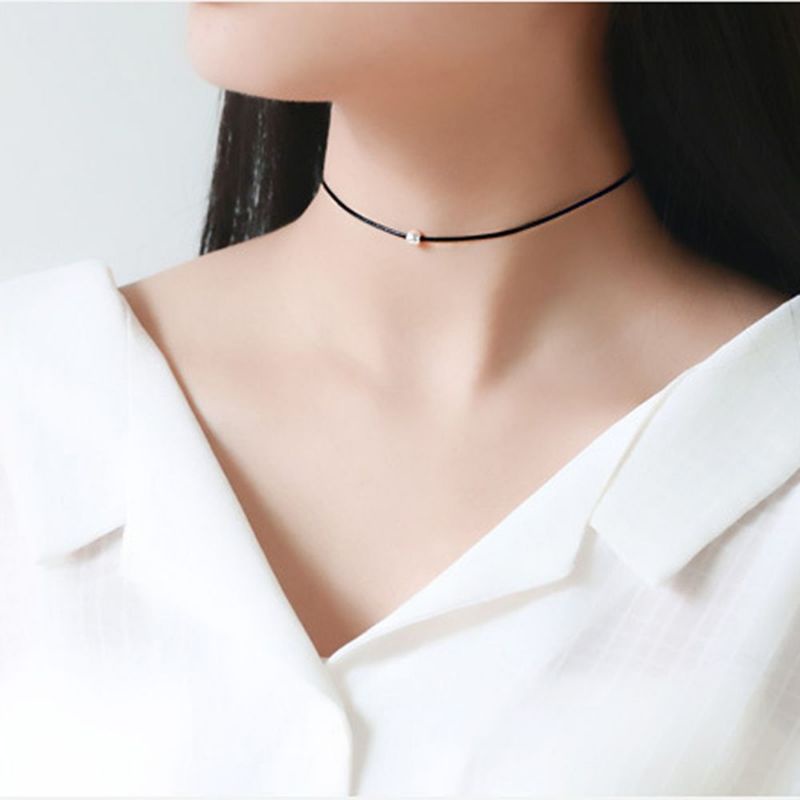 Kalung Choker Tali Metalic Beads Rope Simple Choker Necklace Basic