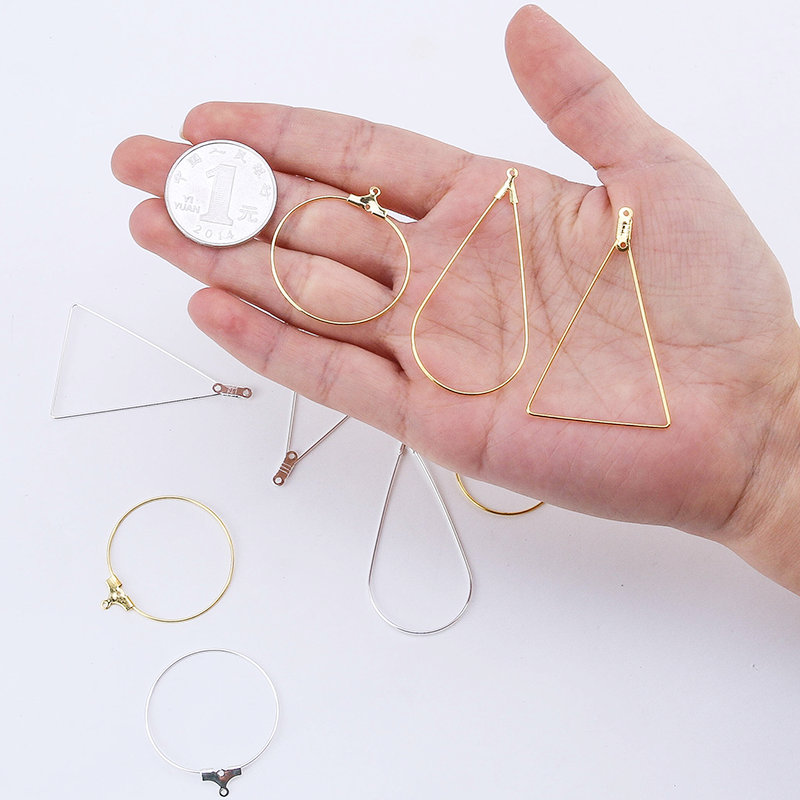 Warna Emas Perak Tembaga Hoops Earrings Kit Earrings Clasps Hooks Ear Wire Hoops Earrings Kabel Untuk Persediaan Pembuatan Perhiasan DIY