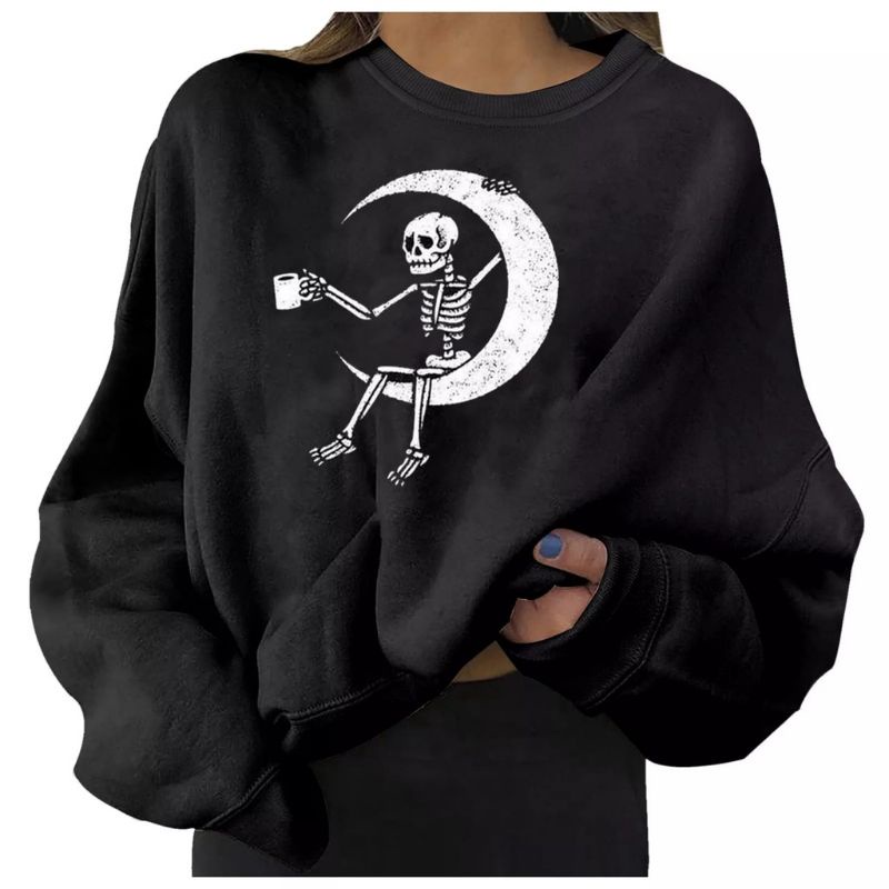 Skull moon sweater outerwear fashion remaja