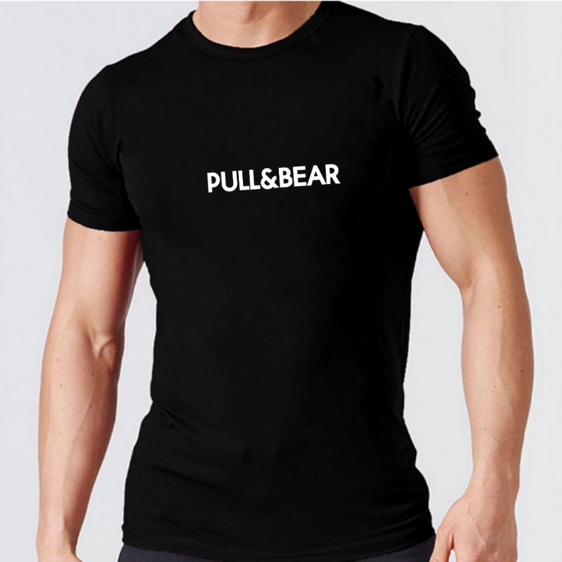 Kaos Pria Pull&amp;Bear Kaos Atasan Pria Lengan Pendek Baju Oblong Laki Distro Logo Tulisan COD