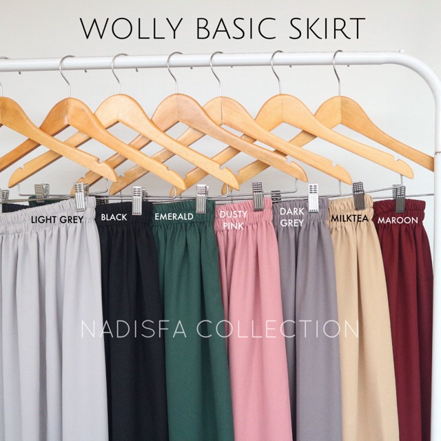 WOLLY BASIC SKIRT  ROK PANJANG SIMPEL KAMPUS  ROK KANTOR