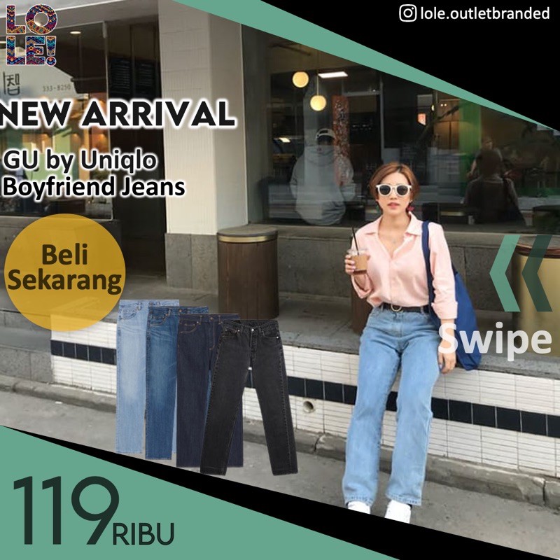 GU by Uniqlo Boyfriend Jeans Celana Denim Jean Wanita Boy Friend