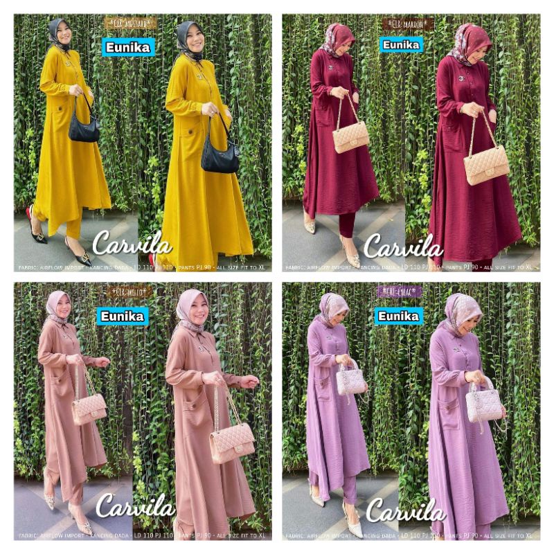 CARVIL ONE SET BY EUNIKA - CARVILA SET EUNIKA- REGINA ONESET BY EUNIKA - SET LONG TUNIK DAN CELANA WANITA - SET PAKAIAN MUSLIM WANITA-6