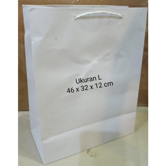 

Paperbag / Tas Kertas / Paperbag White Kraft Premium Polos size L