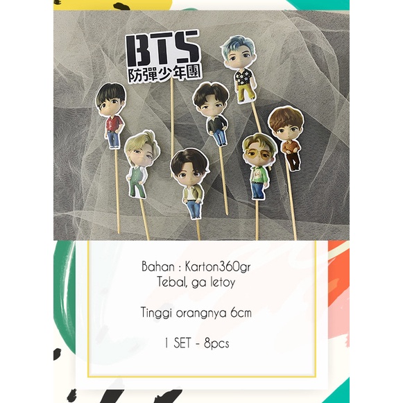 BTS Cupcake Topper | Hiasan Cupcake | Tusukan Kue BTS - READY