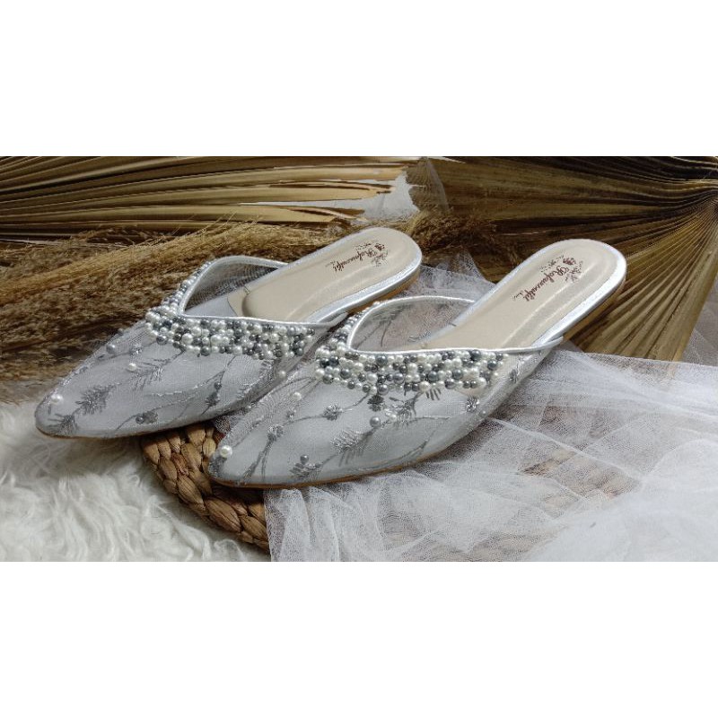 flatshoes wanita silver sandal cantik wanita