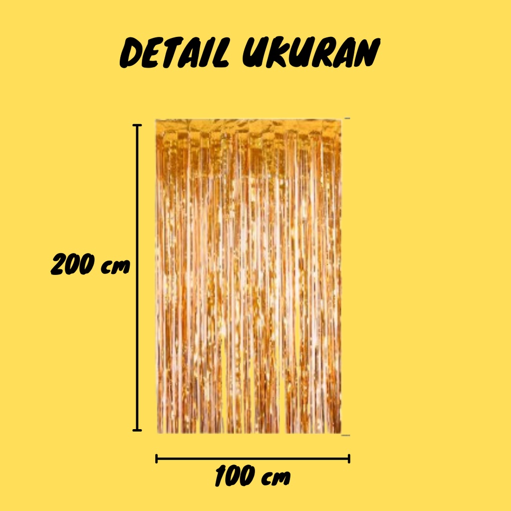 Tirai Foil Curtain Rumbai Untuk Dekorasi Backdrop Pesta Ulang Tahun 1x2 M