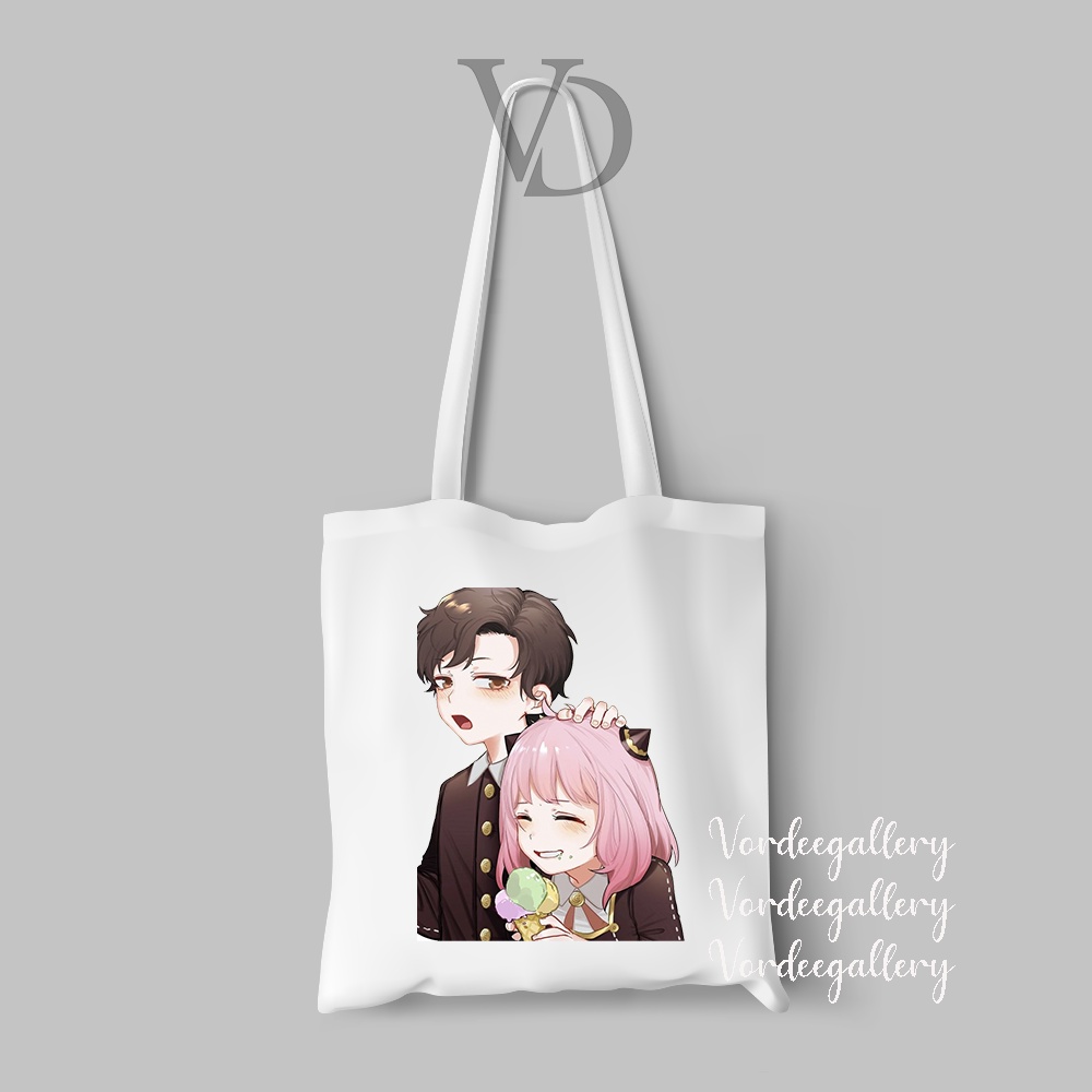 tote bag chibi spy x family / totebag anya anime jepang / animasi japan versi 1