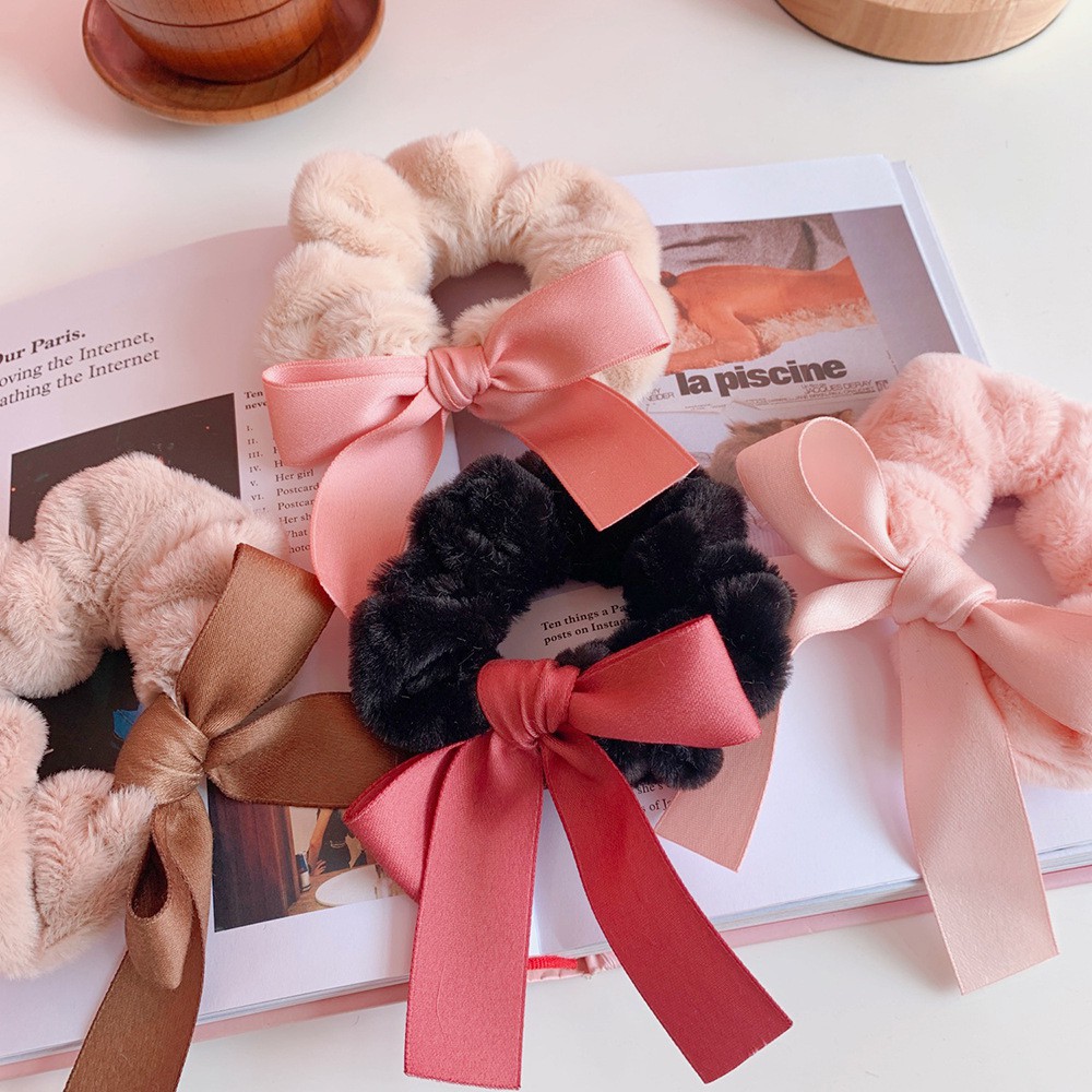 Ikat Rambut Karet Pita Wanita  Fashion Gaya Korea / Srunchie Karet Rambut Aksen Pita Daily Import-3