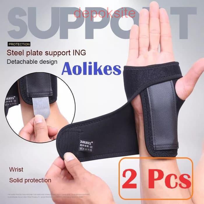 1 Pasang AOLIKES 1676 Terapi Penyangga Lengan Tangan Dengan Plat Wrist Bracer Wrist Hand Support