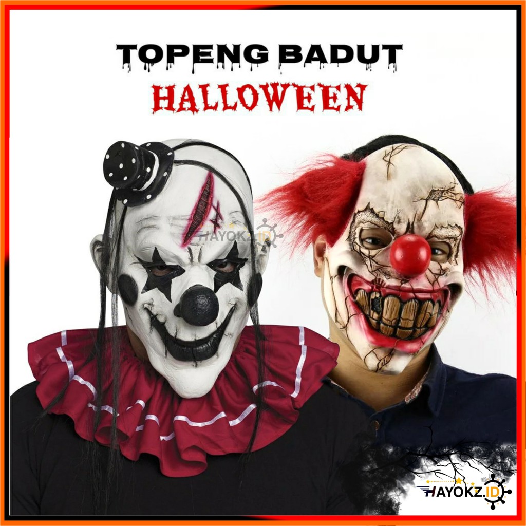 Topeng Badut Halloween Menyeramkan Killer Scary Clown Party Mask Paintball Full Face