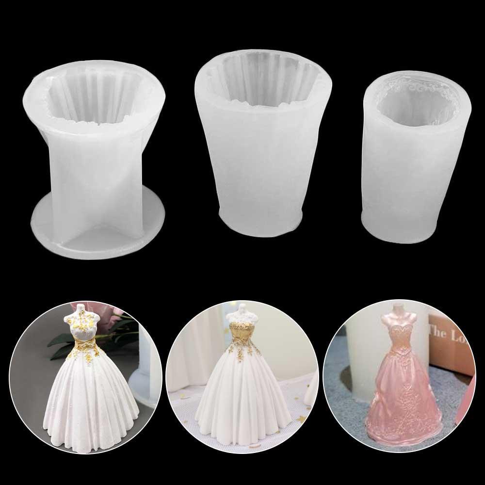 Solighter Cetakan Silikon 3D Epoxy Resin Wedding Dress Handmade Model Lilin