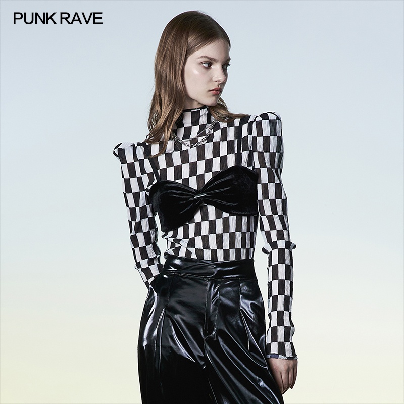PUNK RAVE Women's Punk "Revelation" Series Elastic Velvet Tight Fitting Sexy Suspender Bra Personali