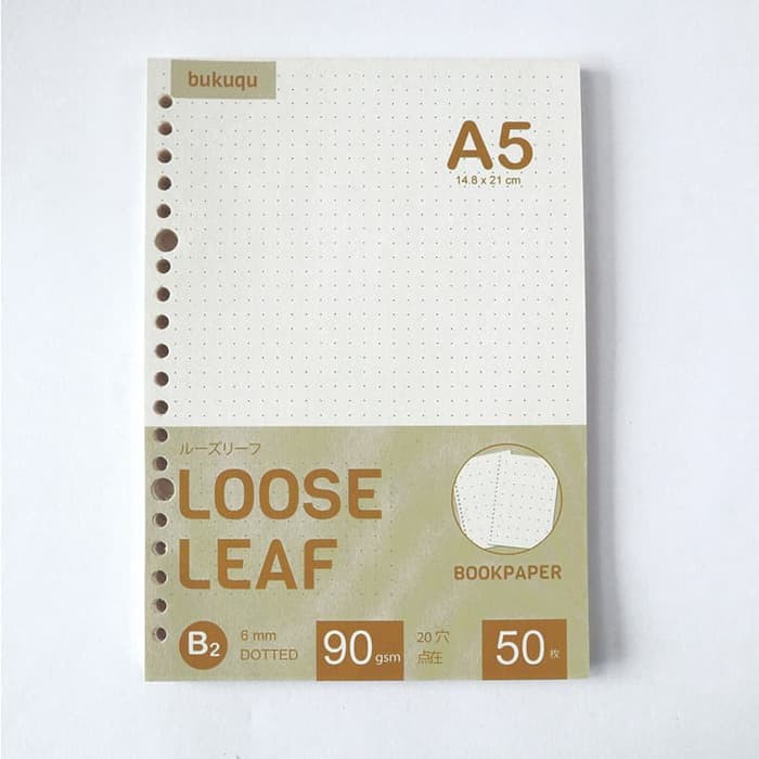 

Grosir Bookpaper Loose Leaf (DOTTED) Kertas Binder/ Isi Notes - (A5) 50 lbr Elegan