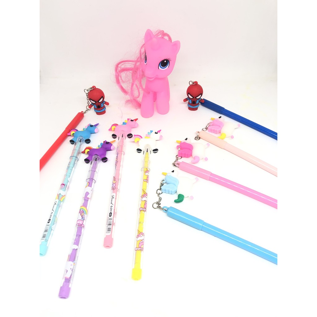 

pulpen gel motif little pony spirderman pencil karakter tinta hitam