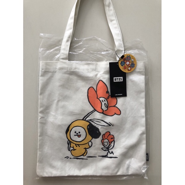 BT21 eco bag official chimmy flower dan drawing