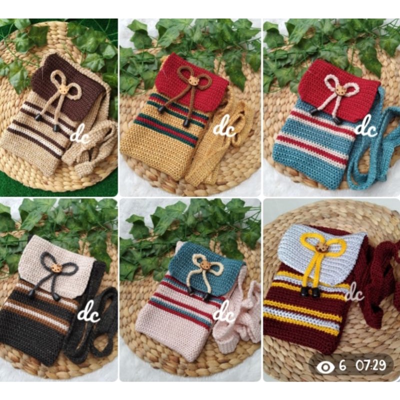 tas hp rajut karakter