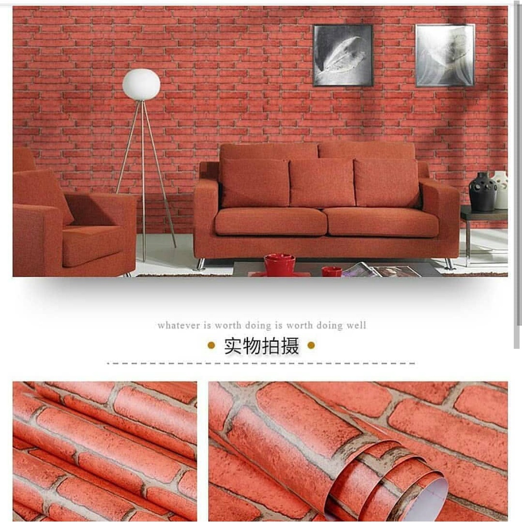 WALLPAPER DINDING DEKORASI CAFFE 45X10M / WALPAPER MURAH / BATA MERAH