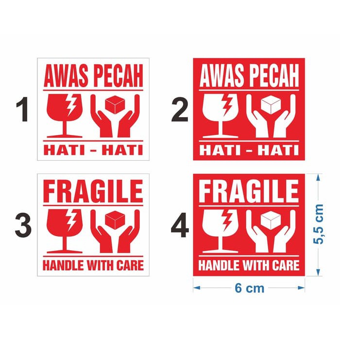 

Stiker Fragile Handle With Care Hati-Hati Awas Pecah 100 lembar