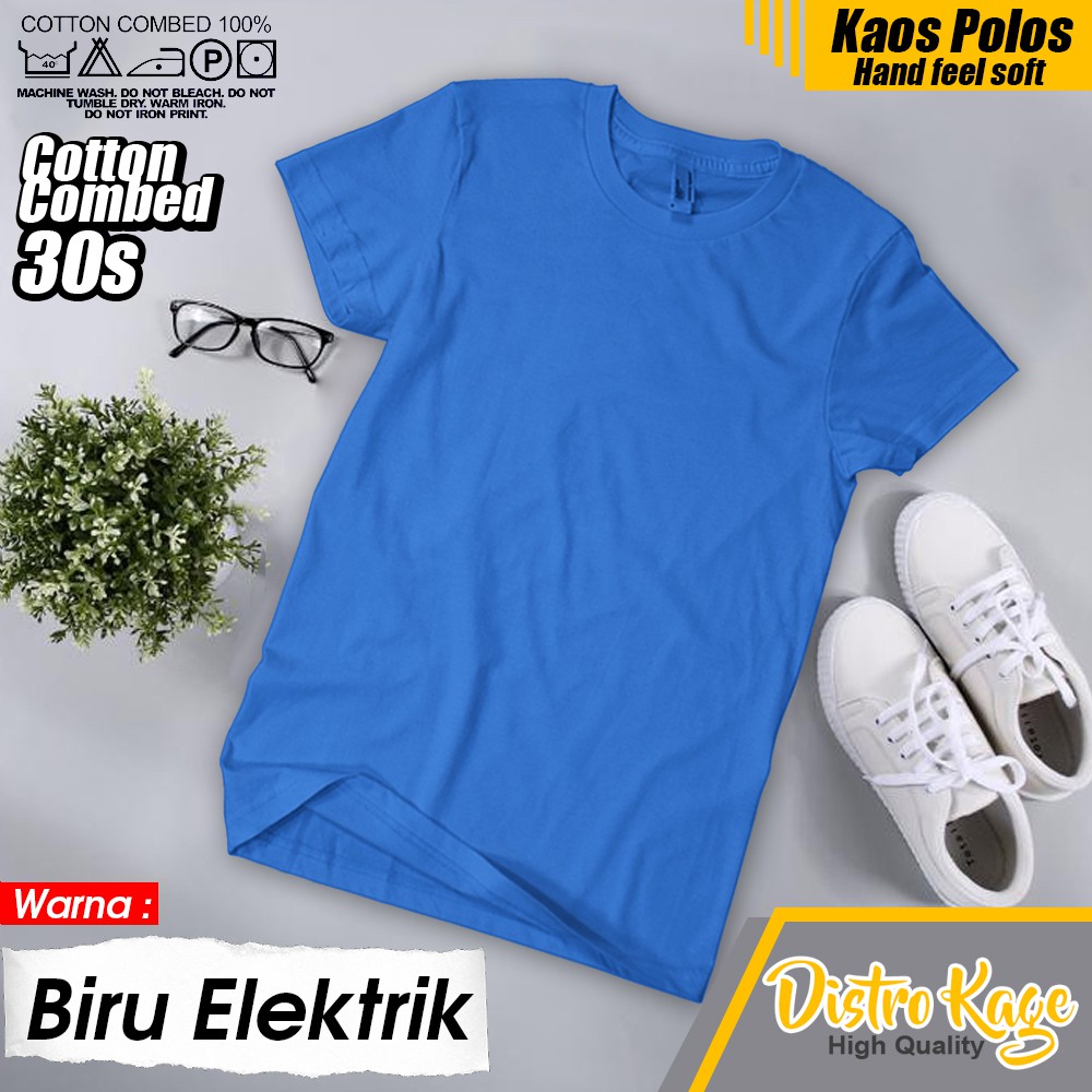 BAJU KAOS TSHIRT POLOS PRIA WANITA UNSEX WARNA BIRU TUA LAUT PERSIB COTTON COMBAD 30S ADEM LEMBUT