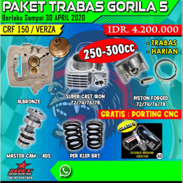 Promo Paket Crf150 Verza Brt Trabas Gorila 5 Original Shopee Indonesia