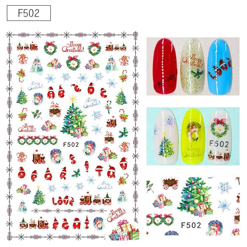 Solighter Nail Art Stiker Natal Halloween Perekat Santa Claus Snowflakes