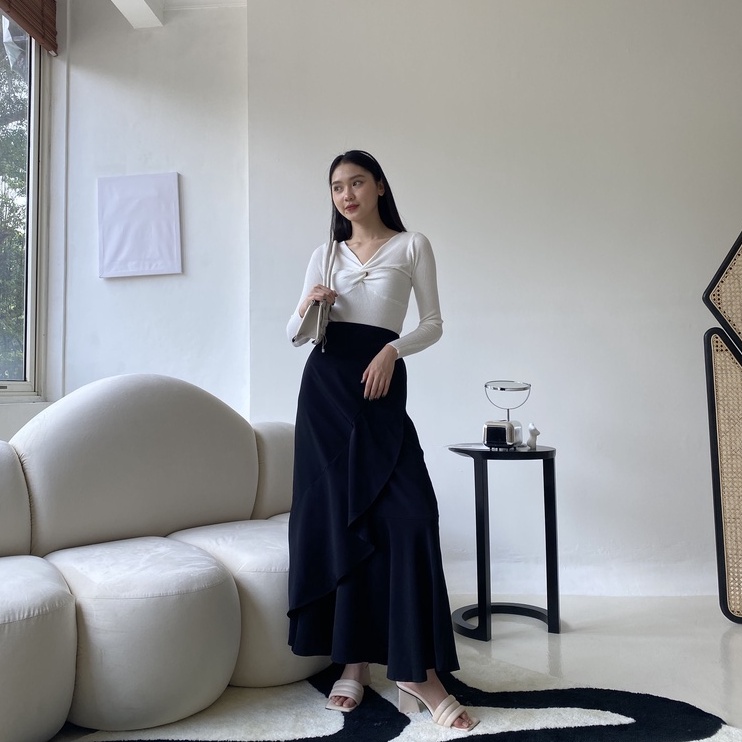 Reina Long Skirt - Skirt Wanita - Rok Panjang Korea - Casual Skirt