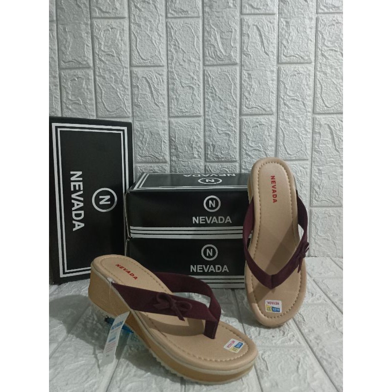 Sandal Wedges Cewek NVD | Sendal Wedges Hak Tinggi 5cm (WN001)