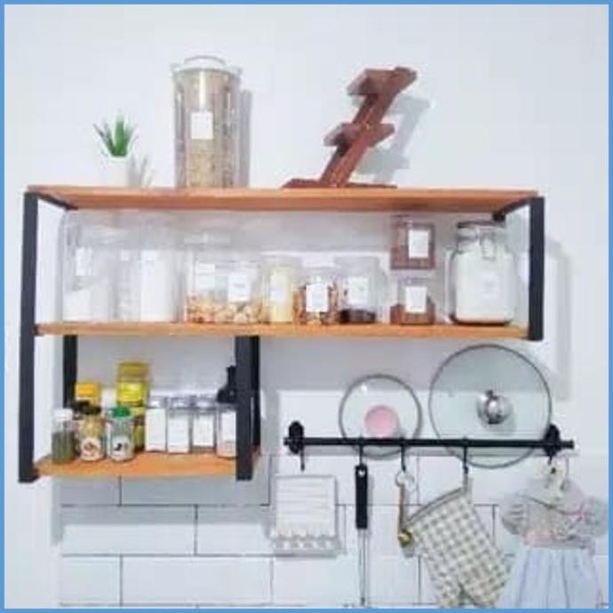 Rak Kitchen Bumbu Dinding Rak 3 Serbaguna Kayu Set Susun Lebar Rak Dap Adaxparis