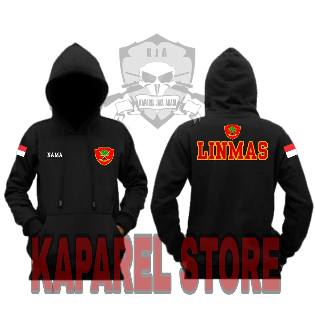 Jaket Linmas Hoodie Logo Linmas / Sweater Linmas Terbaru / Atasan Pria Wanita Linmas Ziphood Linmas