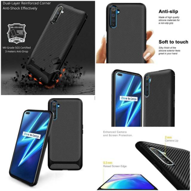 REALME 6 / REALME 6 PRO SOFT CASE RUGGED CARBON ARMOR COVER - REALME 6 PRO