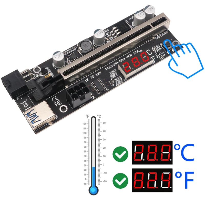 Btsg VER12X Riser Untuk w/Sensor Suhu PCI E GPU Card 1X Ke X16 Kabel USB Untuk Vi