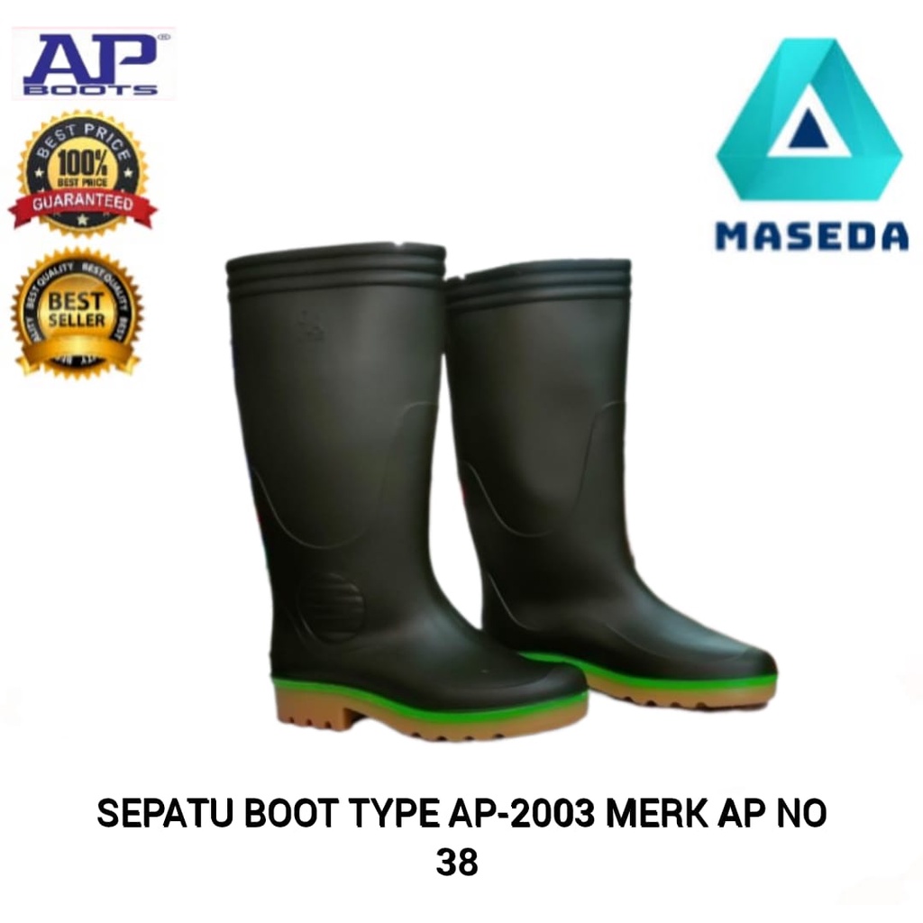 SEPATU BOOT TINGGI AP BOOTS AP-2003 NO 38 HITAM