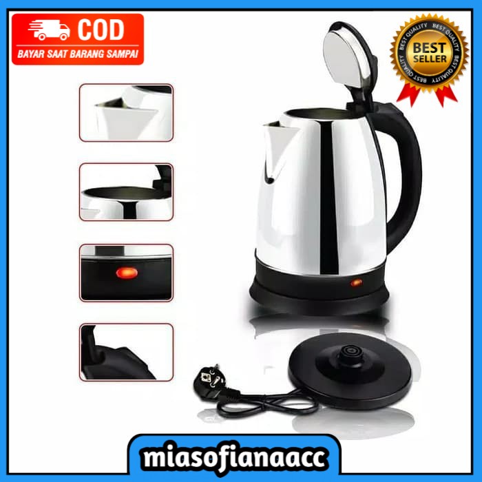 (COD) TEKO LISTRIK Pemanas Air SQ-18 2.0 LITER ELECTRIC KETTLE STAINLESS STEEL