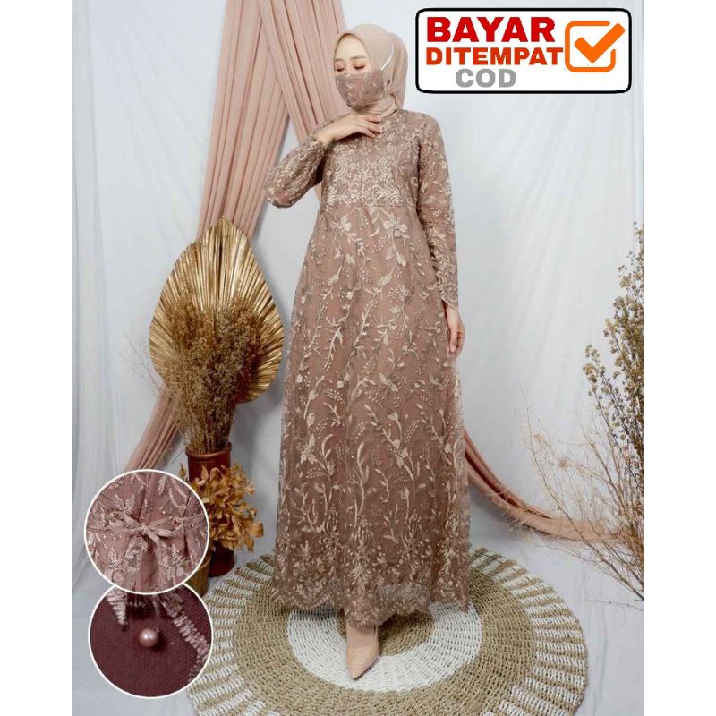 Gamis Pesta / Gamis Maxi Brokat / Gamis Tile / Gamis Jumbo / Maxi Dress / Baju Muslim Arimbi Seragam