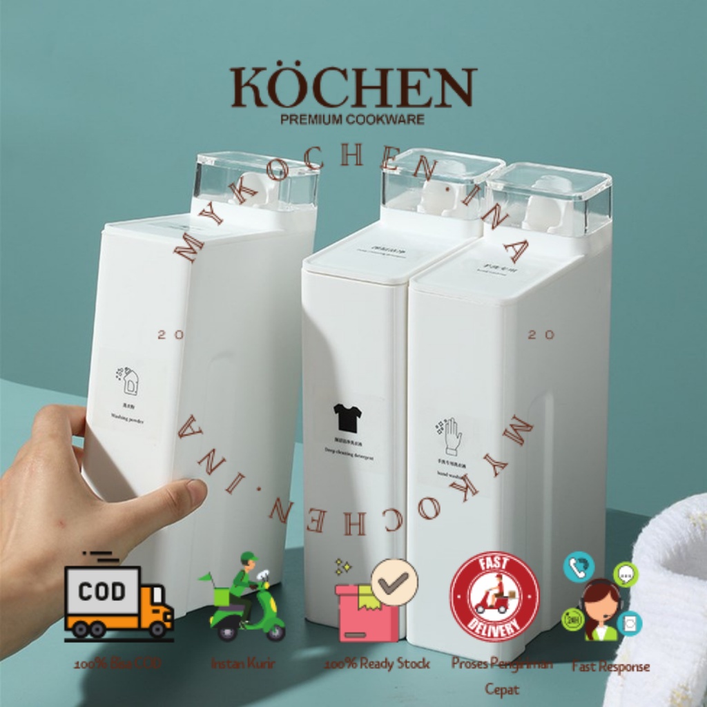 Botol Detergent Liquid Bottle Dispenser Laundry 1 Liter Tempat Refill Sabun Cuci Free Sticker 5pcs By Mykochen.ina