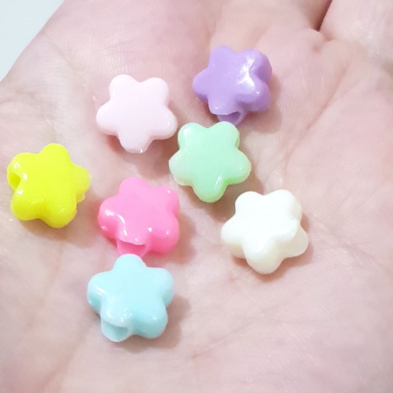 75 biji Manik Mote Bunga 1cm campur warna
