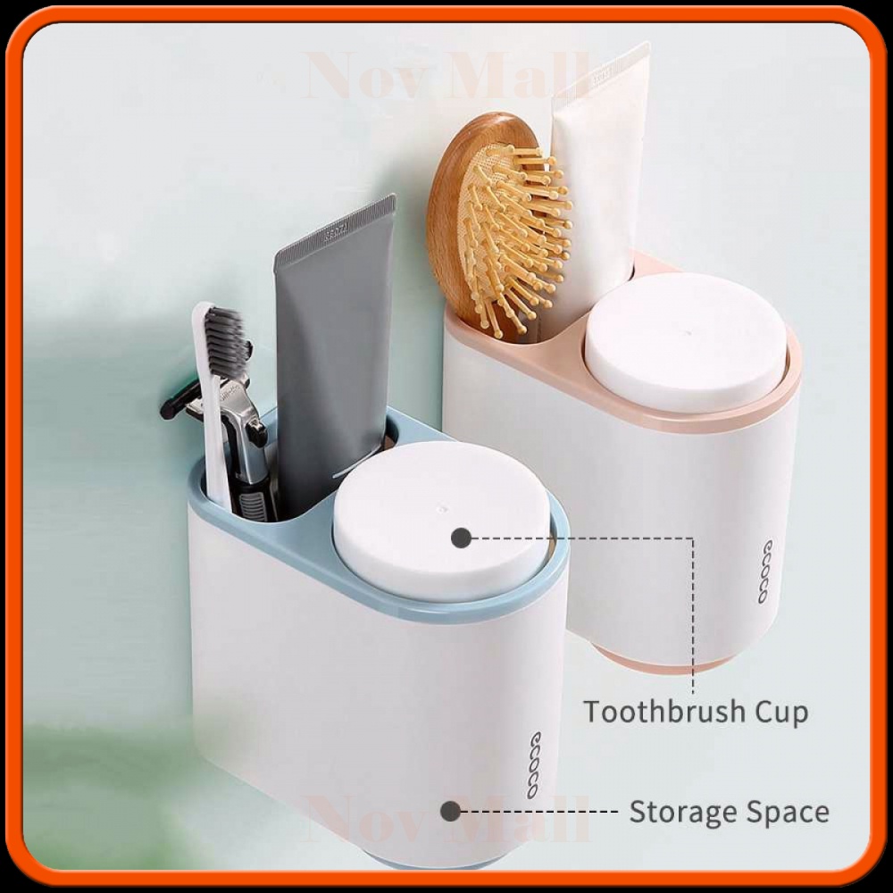 Rak Sikat Gigi &amp; Gelas Magnetic Wall Mounted Toothbrush -GG689