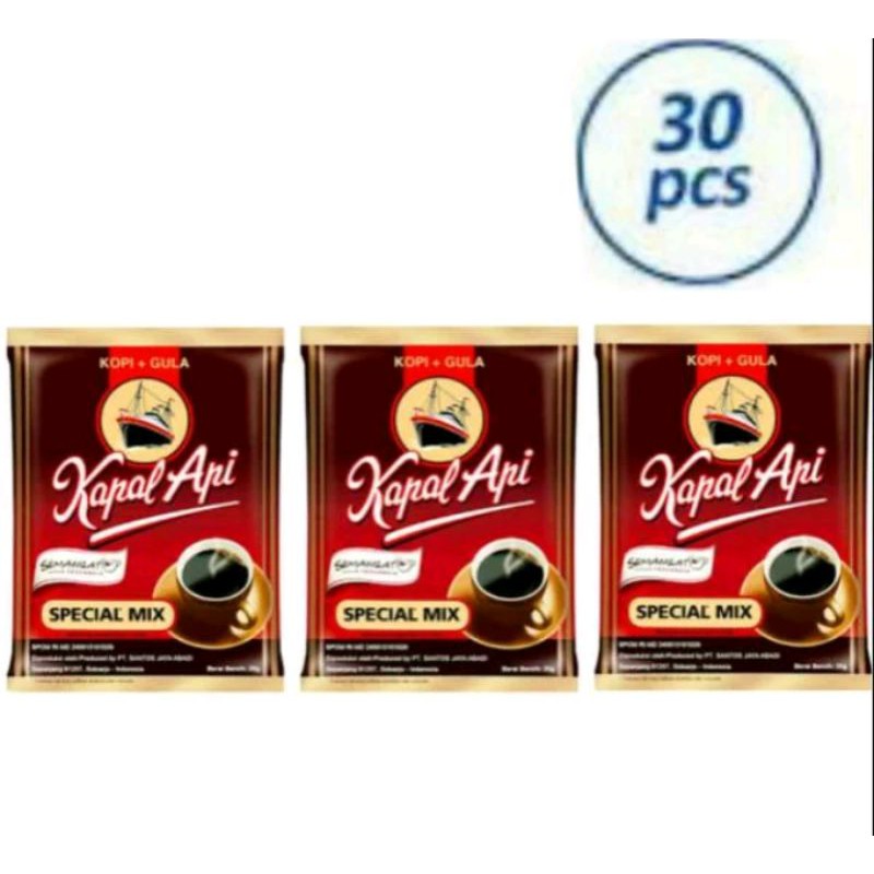 3 RENCENG Kapal Api Special Mix Kopi Hitam Gula 30 Sachet isi 25gr