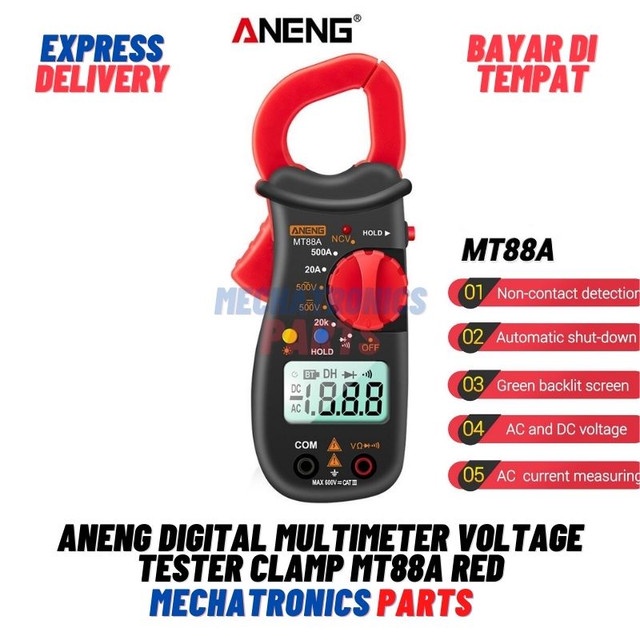 [5667] ANENG Digital Multimeter Voltage Tester Clamp MT88A Red